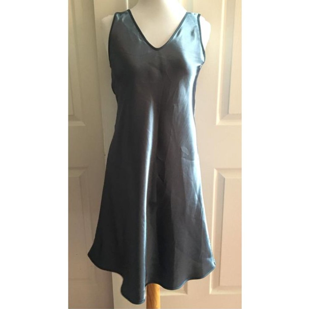 Valerie Stevens Blue Satin Chemise/Nightgown